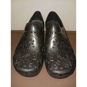 Dansko‎ Clogs Pixie black slip-on rubber floral embossed size: 36 Women's